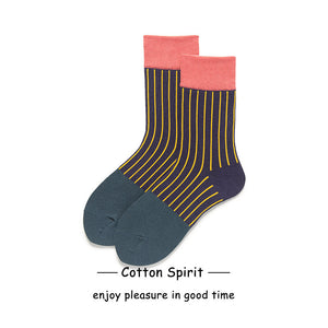 Women's Fashion Preppy Style Striped Mid-calf Length Socks