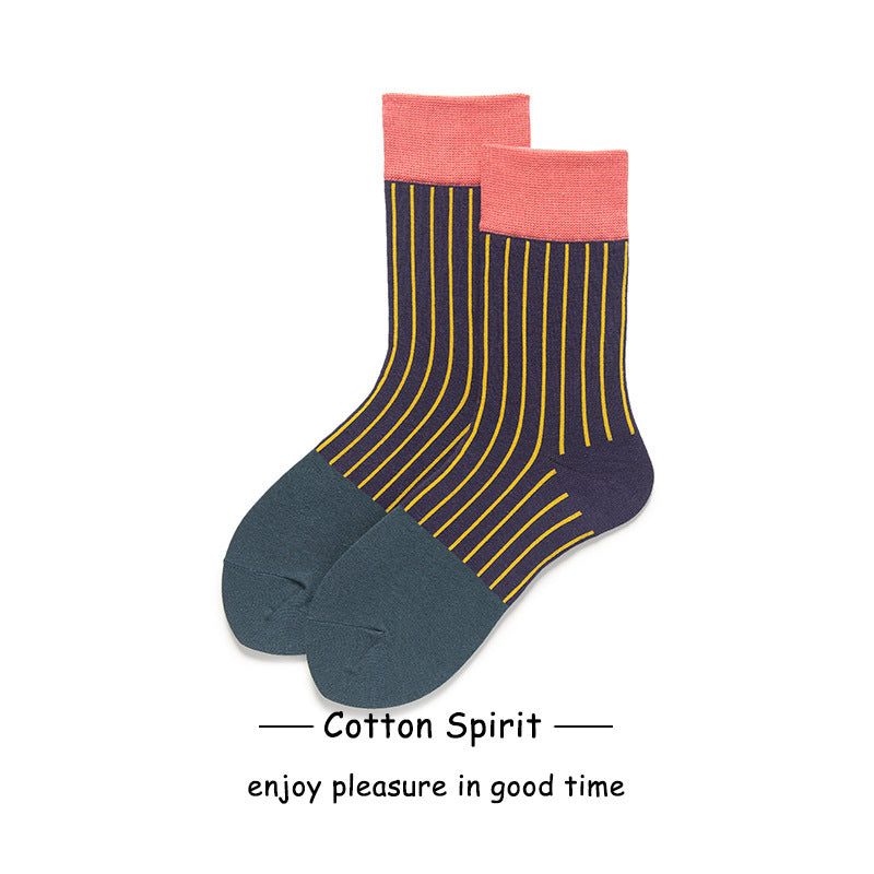 Women's Fashion Preppy Style Striped Mid-calf Length Socks