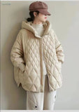 Diamond Lattice Artistic Loose White Duck Down Jacket