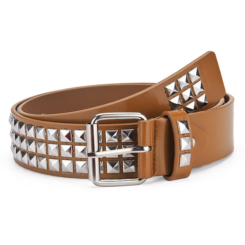 Men's And Women's Fashion Simple Square Bead Rivet Belt