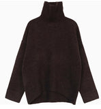 Loose Turtleneck Sweater With Warm Solid Color Underwear In Winter