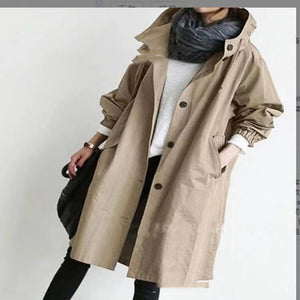 Korean Version Of The Thin Windbreaker Fat Mm mid-Length 200 kg Loose Coat