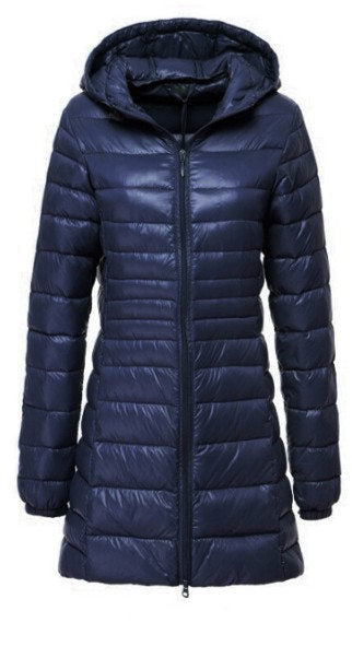 Lightweight Down Jacket Mid-length, Autumn And Winter Hooded Plus Fat Plus Size