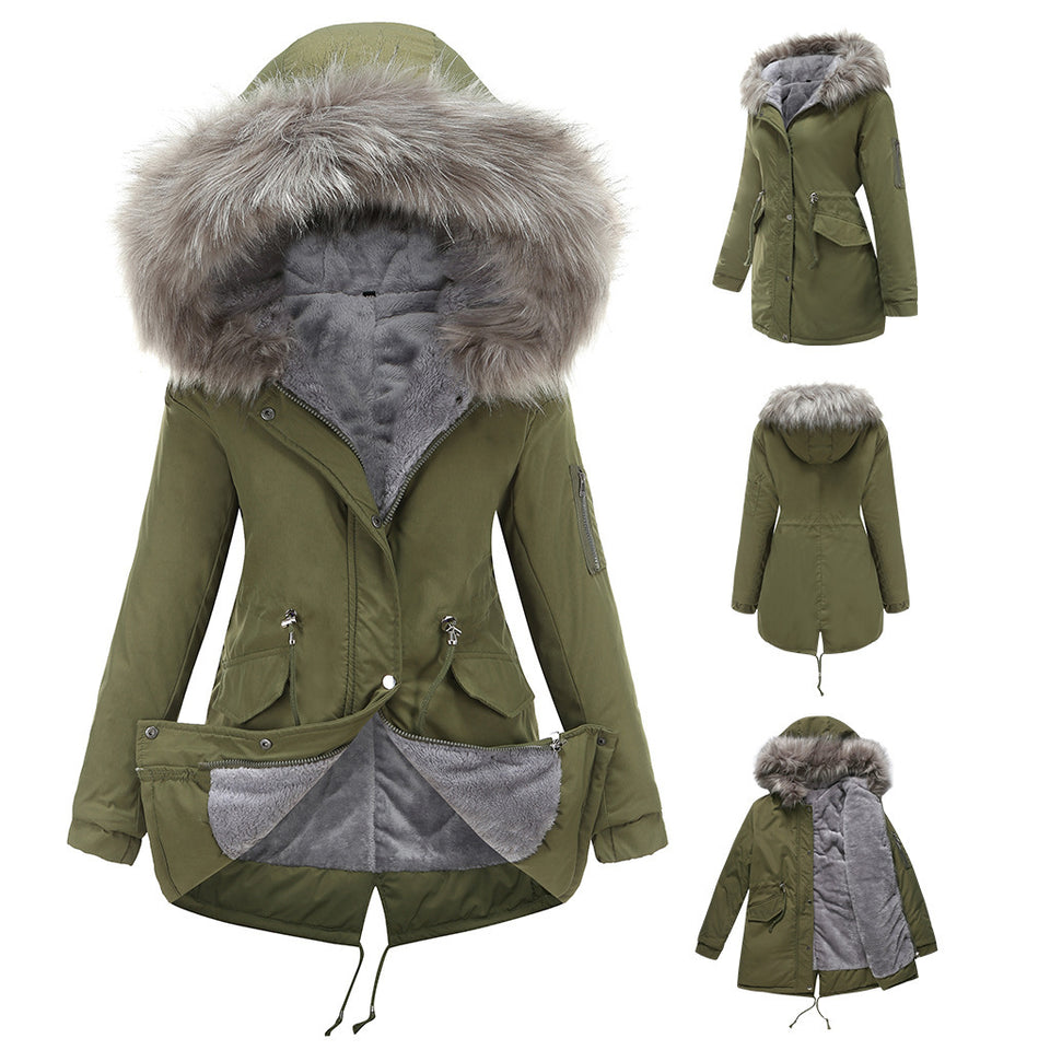 Parka Cotton-padded Coat Mid-length Hooded