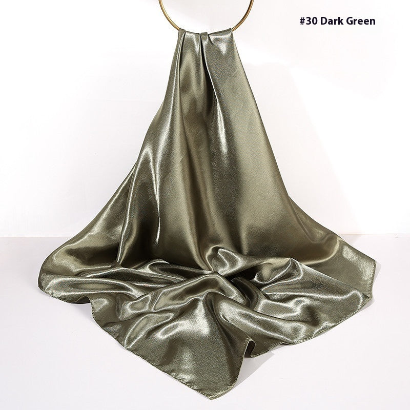 Pure Color Silk Scarf Artificial Silk 90cm Shiny Satin Shawl