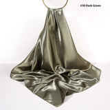 Pure Color Silk Scarf Artificial Silk 90cm Shiny Satin Shawl