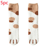 Women's Coral Fleece Cat Paw Pattern Kawaii Thick Warm Socks