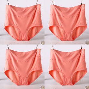 Women Underwear Soft Viscose Solid Color High Waist Panties 4pcs A Lot