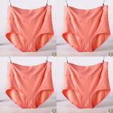 Women Underwear Soft Viscose Solid Color High Waist Panties 4pcs A Lot