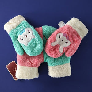 Cartoon Double-layer Thickened Rabbit Couple Hand Gloves