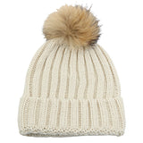 Fur Ball Knitted Hat Warm And Thick Woolen Cap