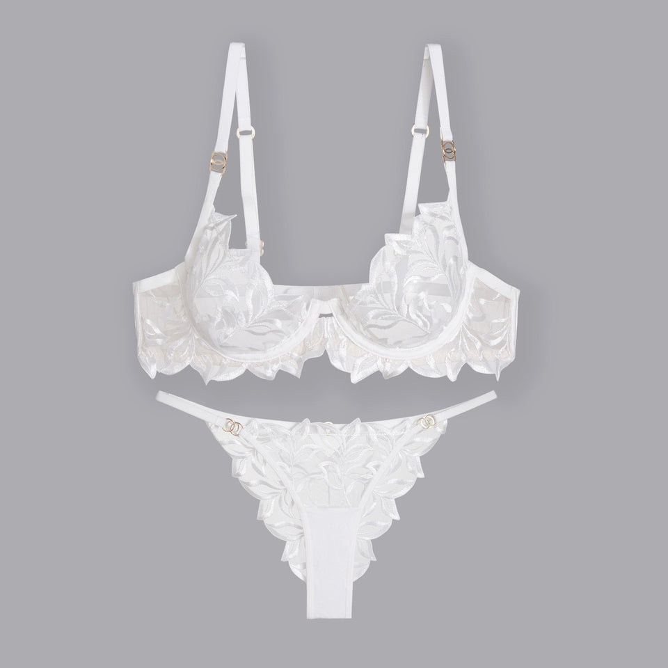 Sexy Embroidery Lace Bra Panties Set