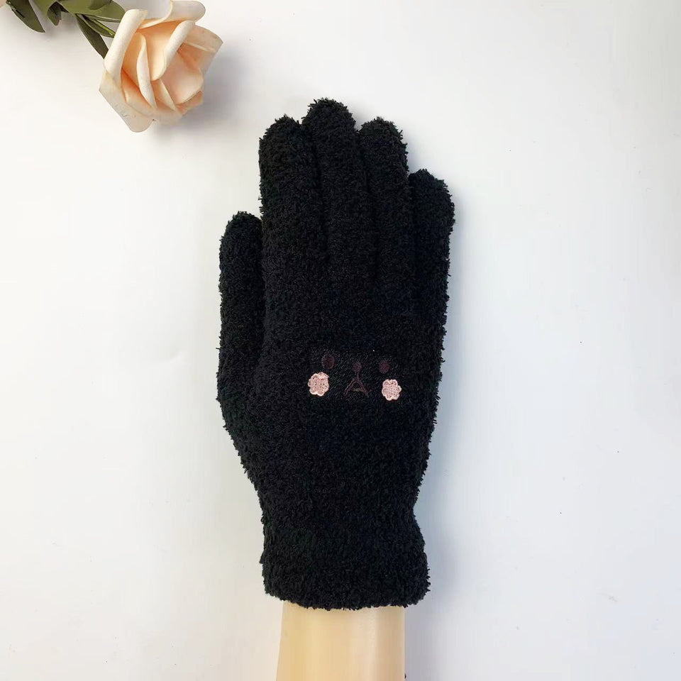 Warm Lady Winter Knitting Plush Gloves