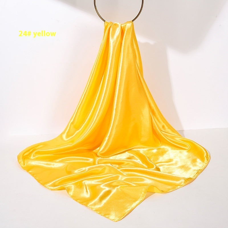 Pure Color Silk Scarf Artificial Silk 90cm Shiny Satin Shawl