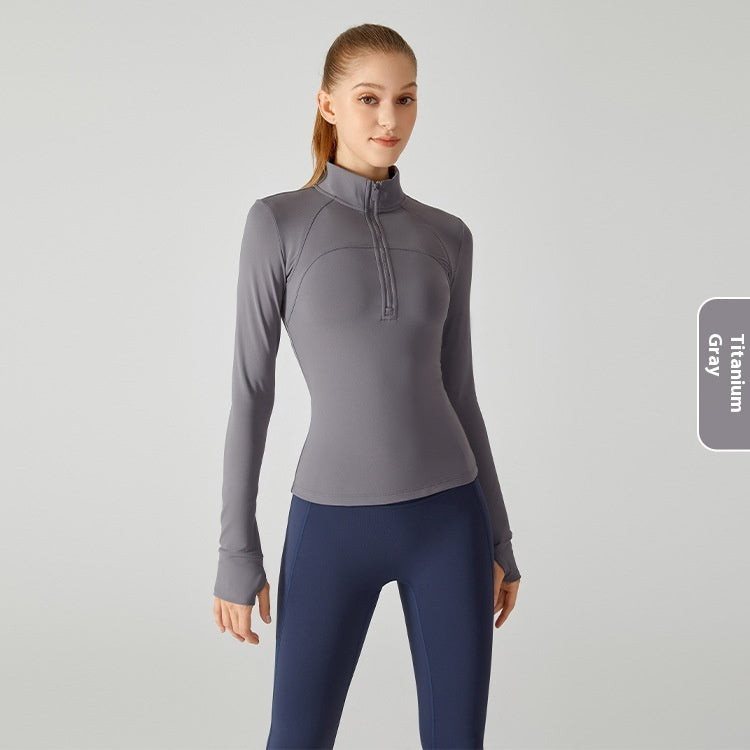 Fleece-lined Yoga Clothing Top Long Sleeve Fitness