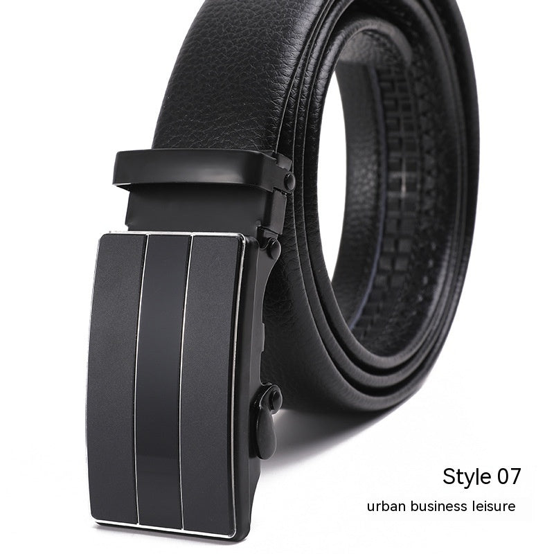 Men's Fashion Automatic Buckle Litchi Pattern Belt