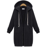 Hooded Long Sleeve Sweater Fleece Long Jacket