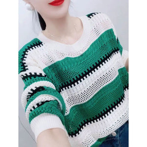 Rainbow Striped Sweater For Women Spring And Autumn