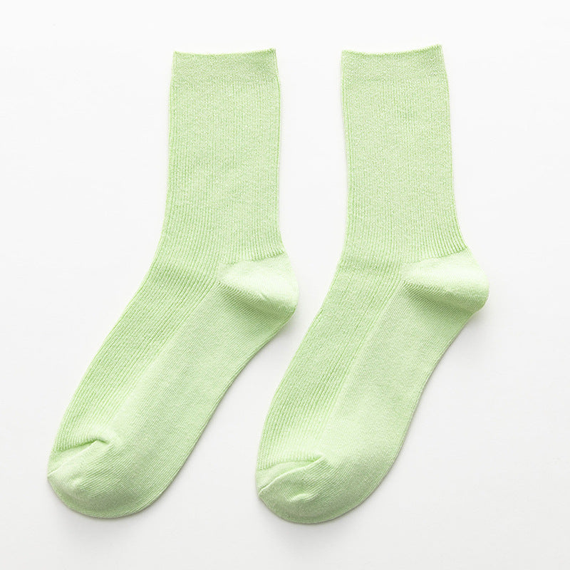 Summer Candy Color Solid Color Mid-calf Length Socks