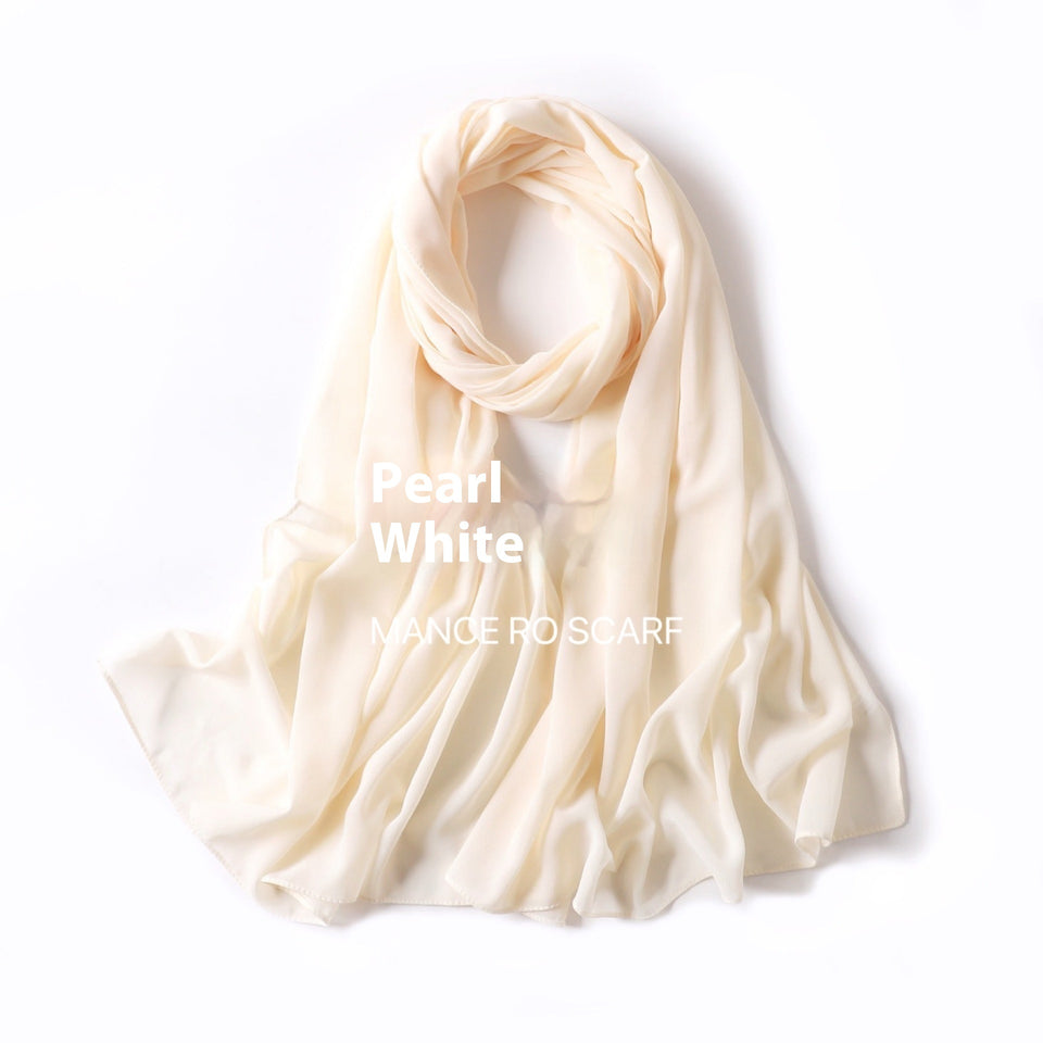 Pure Color Pearl Chiffon Scarf Headcloth Veil Chiffon Scarf