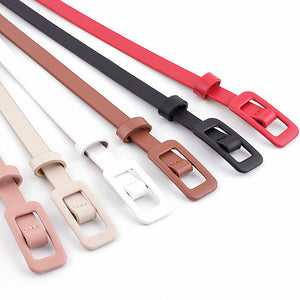 Solid Color Women's Nude Pu Small Belt