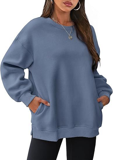 Women's Round Neck Pullover Oversized Loose Velvet Long Sleeve Sweatshirt