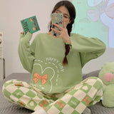 Cute Bear Round Neck Long Sleeve Winter Can Be Outerwear Homewear Suit