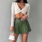 Women's Fashion Solid Color High Waist Skirt