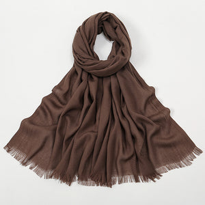 Flat Slub Cotton Solid Color Scarf Breathable Monochrome