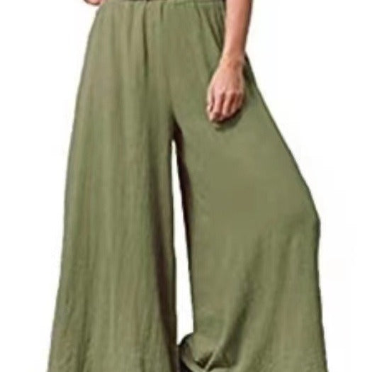 Women's Cotton And Linen Loose Wide-leg Pants Oversized Casual Trousers