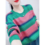 Rainbow Striped Sweater For Women Spring And Autumn