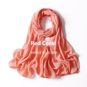 Pure Color Pearl Chiffon Scarf Headcloth Veil Chiffon Scarf