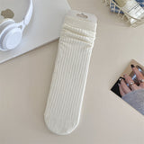 Solid Color Yarn Sunken Stripe Women White Tube Bunching Socks Women