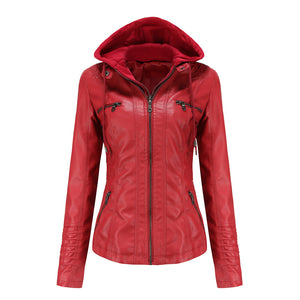 Detachable Two-piece Hooded Leather Jacket