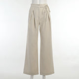 Knitted Casual Sports Trousers High Waist Loose Straight Wide Leg