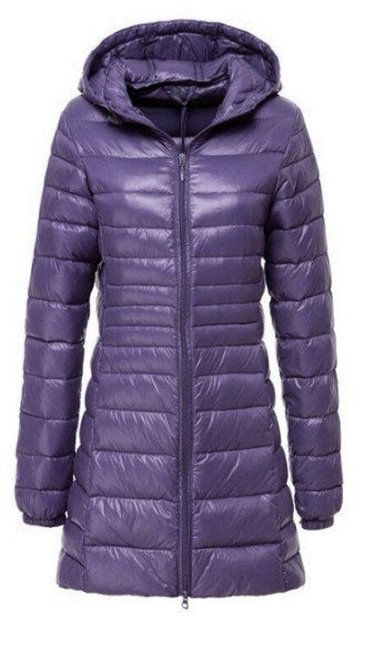 Lightweight Down Jacket Mid-length, Autumn And Winter Hooded Plus Fat Plus Size