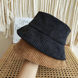 Women's Japanese Pure Color Warm Keeping Corduroy Fisherman Hat