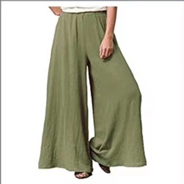 Women's Cotton And Linen Loose Wide-leg Pants Oversized Casual Trousers