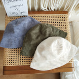 Women's Japanese Pure Color Warm Keeping Corduroy Fisherman Hat