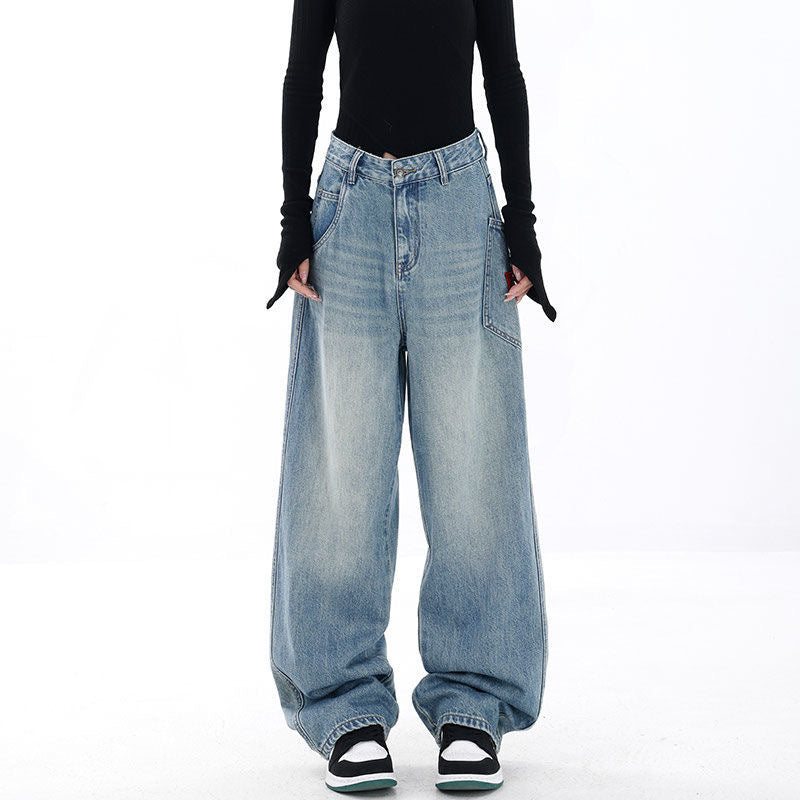 Women's Wide-leg Jeans Loose High Waist Drooping