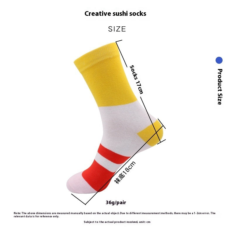 Creative Sushi Mid-calf Combed Cotton Socks Boxed Christmas