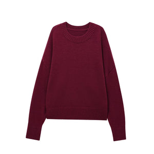 Versatile Solid Color Long Sleeve Soft Sweater