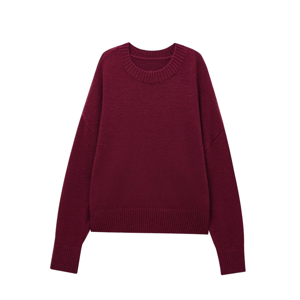 Versatile Solid Color Long Sleeve Soft Sweater