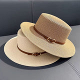 Flat Straw Hat Women's Summer Seaside UV Protection