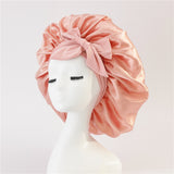 Satin Ribbon Round Bow Elastic Nightcap