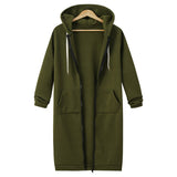 Hooded Long Sleeve Sweater Fleece Long Jacket