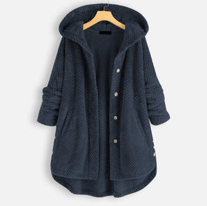 Women's Fashion Temperament Pure Color Hooded Double-sided Velvet Sweatshirt Coat