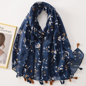 All-matching Tassel Decorative Shawl Cotton And Linen Feel Scarf