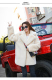 New Female Imitation Rabbit Fur Loose Lapel Coat