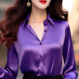 Professional Retro Unique Chic Purple Blouse Women Tops